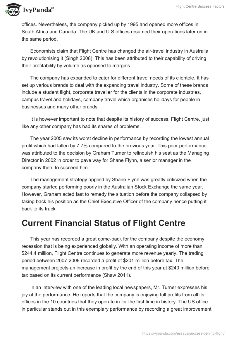 Flight Centre Success Factors. Page 2