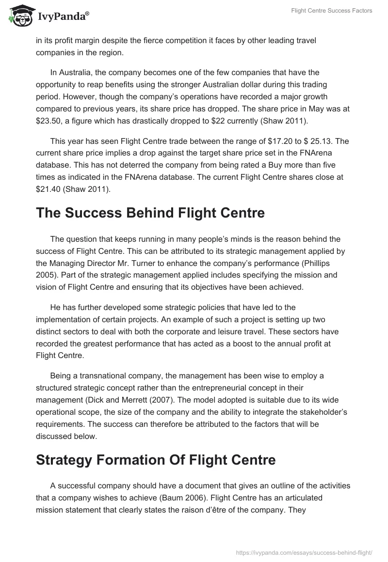 Flight Centre Success Factors. Page 3