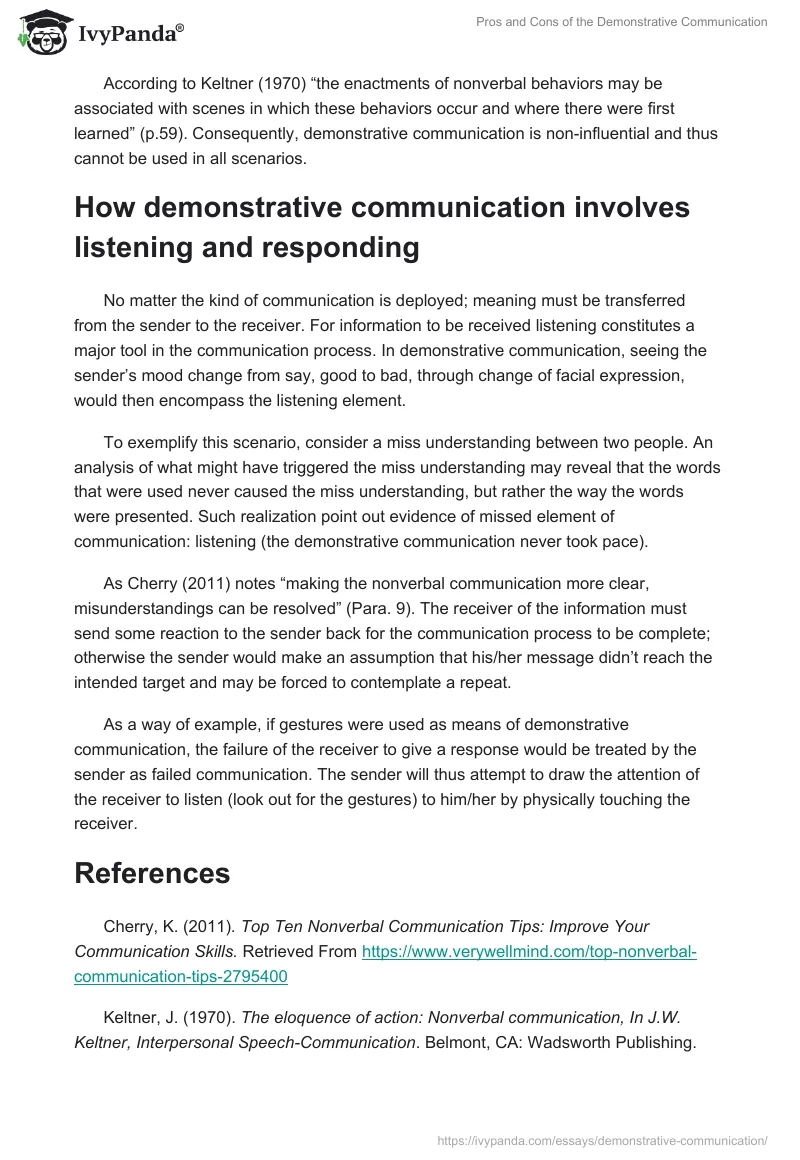 Pros and Cons of the Demonstrative Communication. Page 3