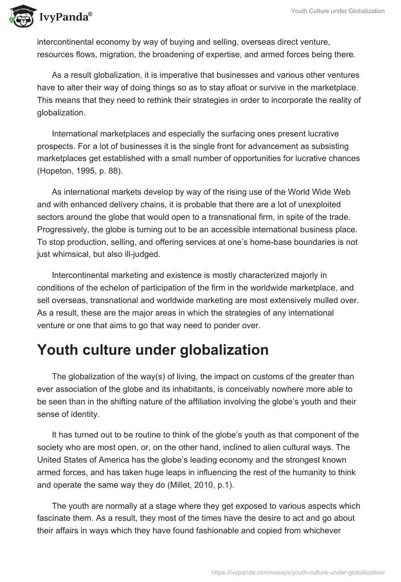 Youth Culture Under Globalization. Page 2