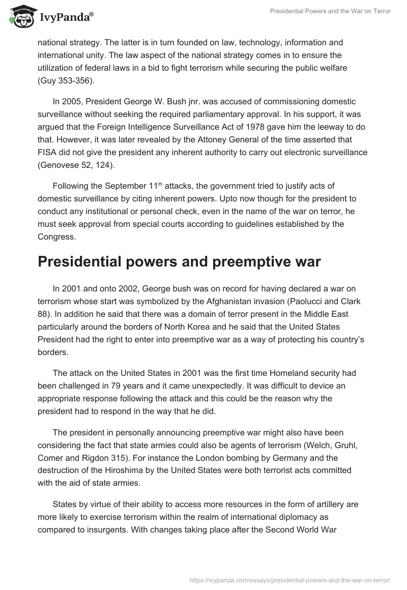 Presidential Powers and the War on Terror. Page 3