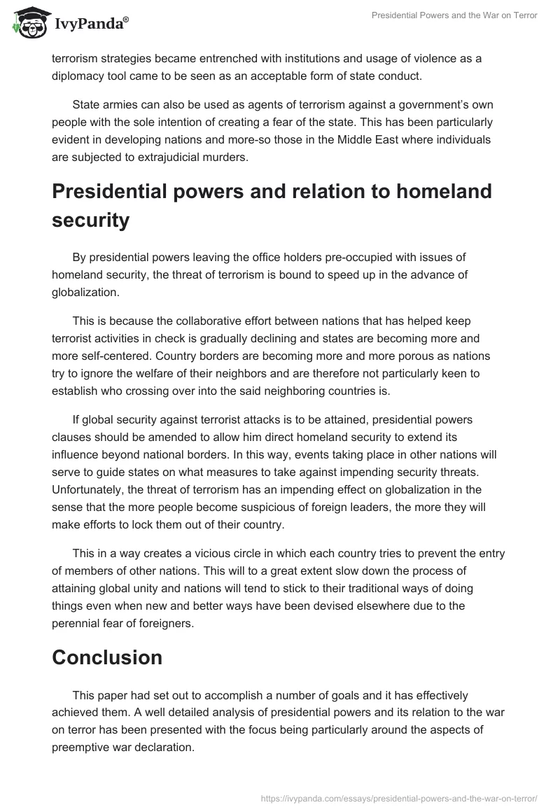 Presidential Powers and the War on Terror. Page 4