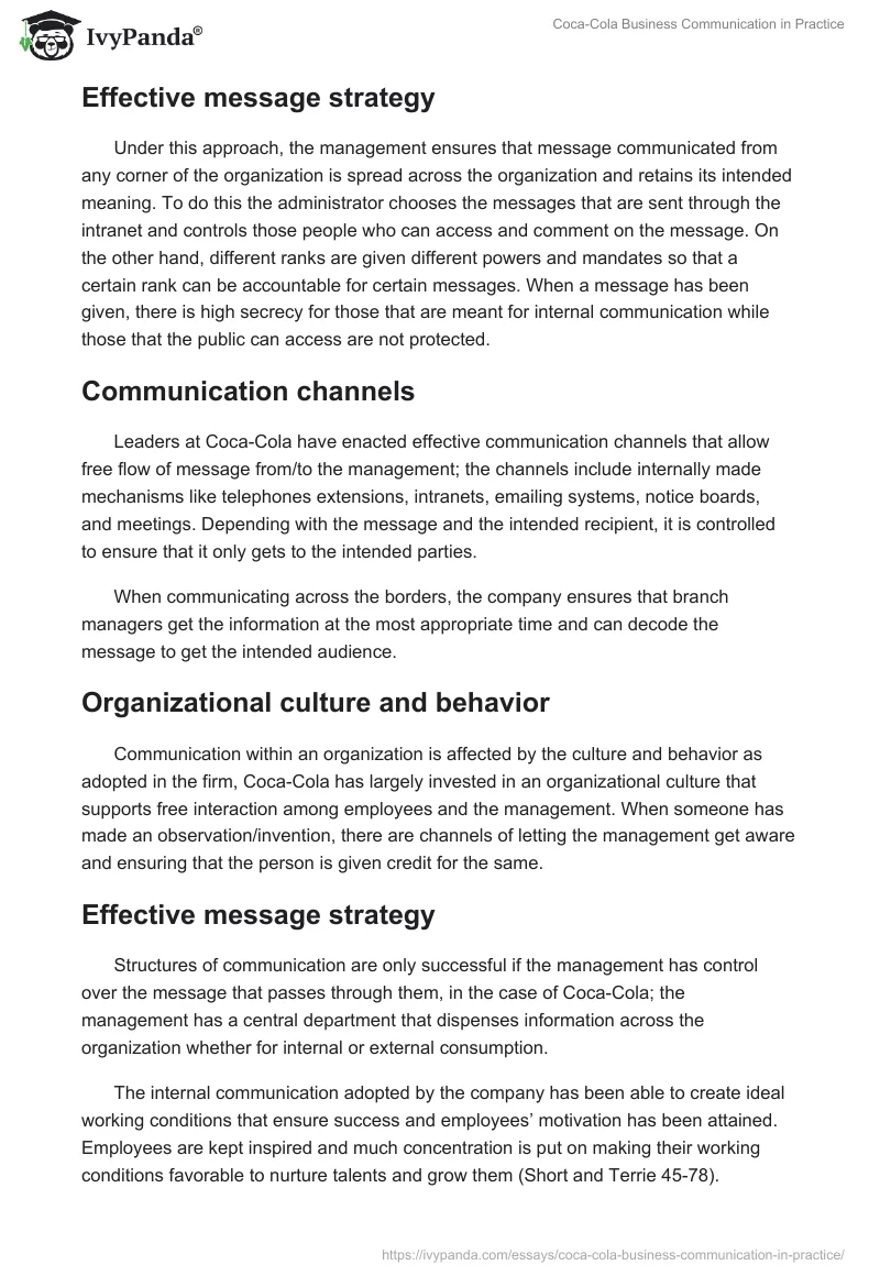 Coca-Cola Business Communication in Practice. Page 3
