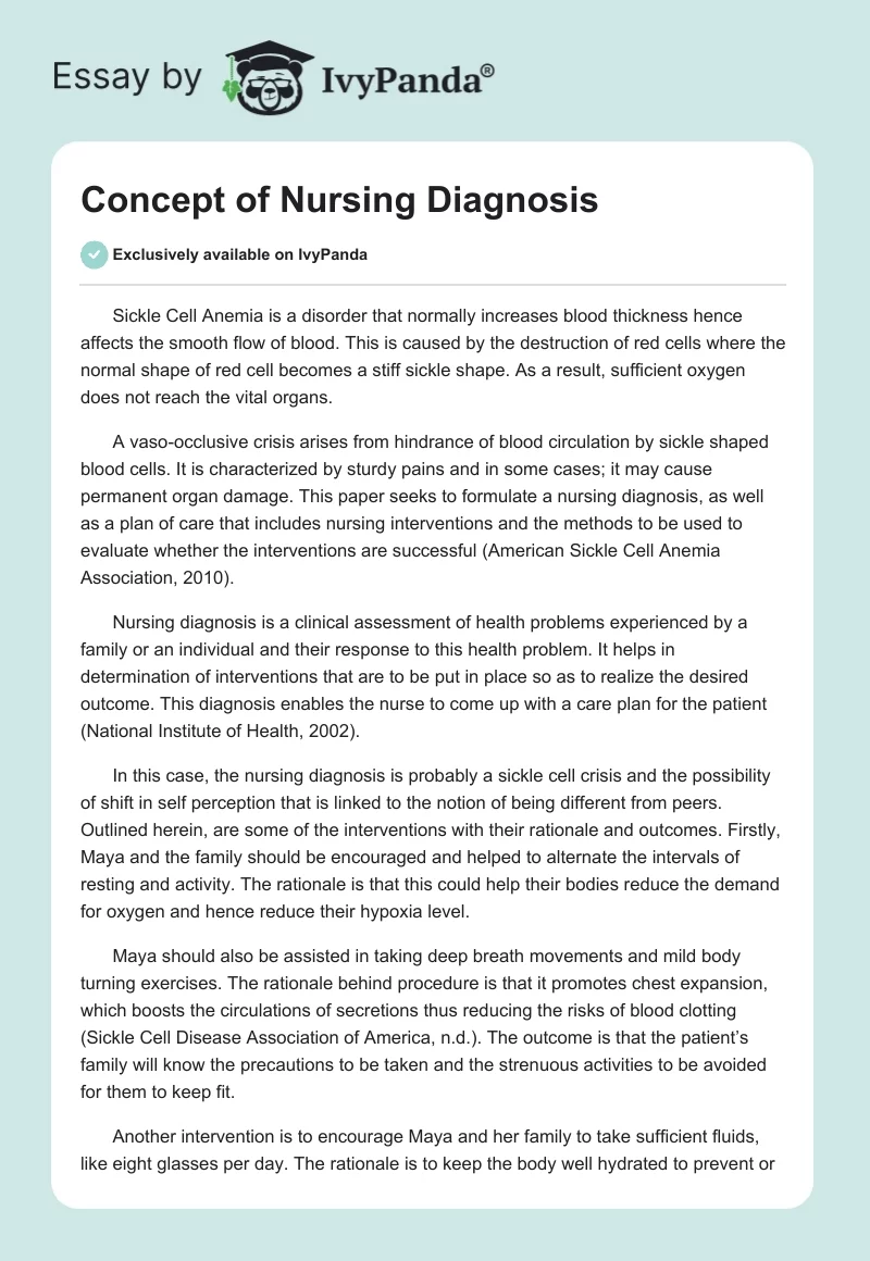 Concept of Nursing Diagnosis. Page 1