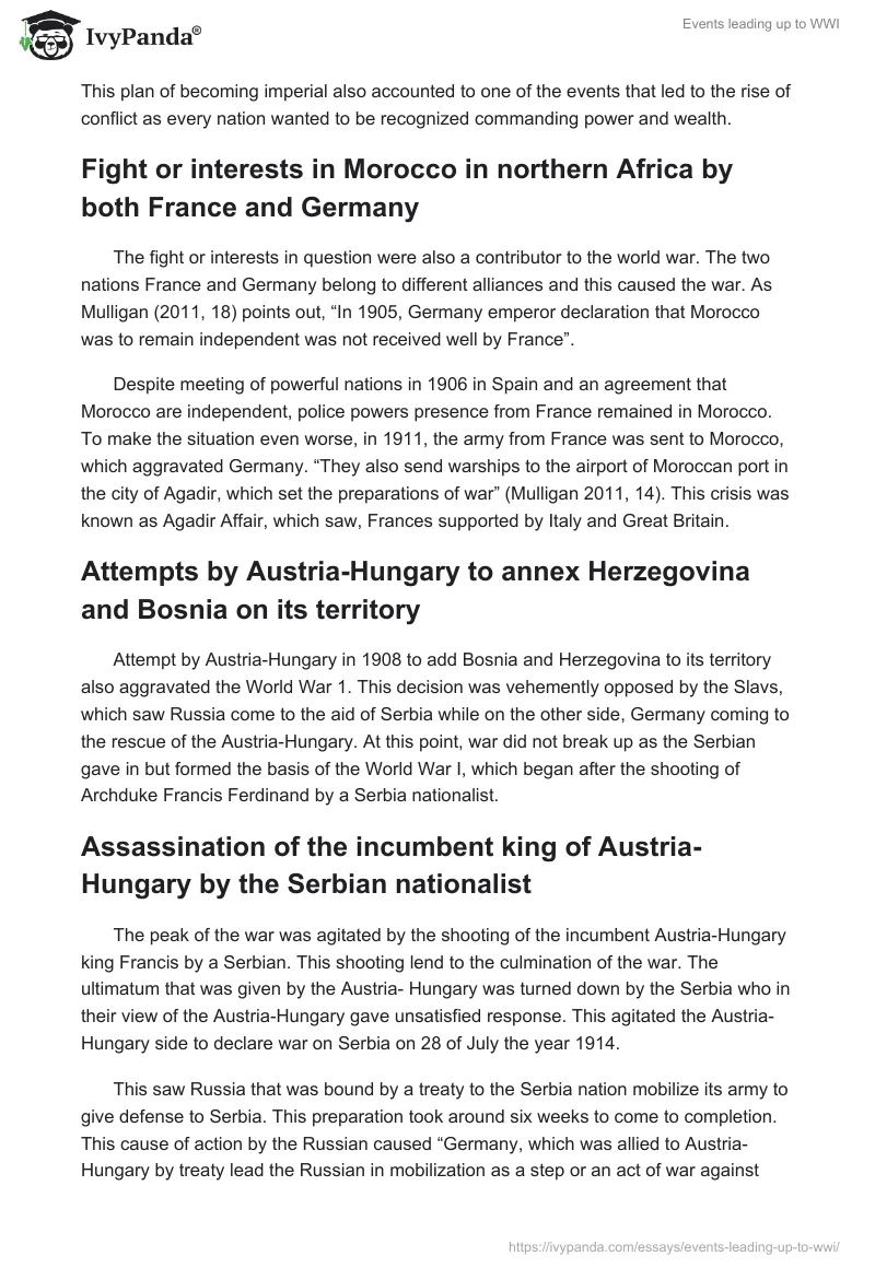 Events Leading Up to WWI. Page 3