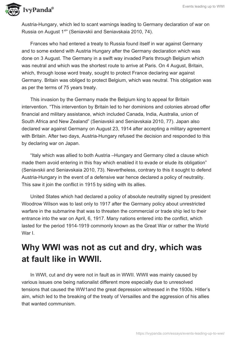 Events Leading Up to WWI. Page 4