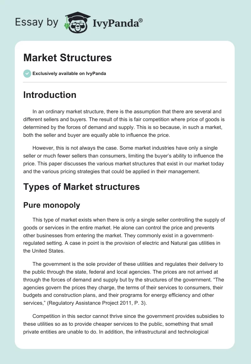Market Structures. Page 1