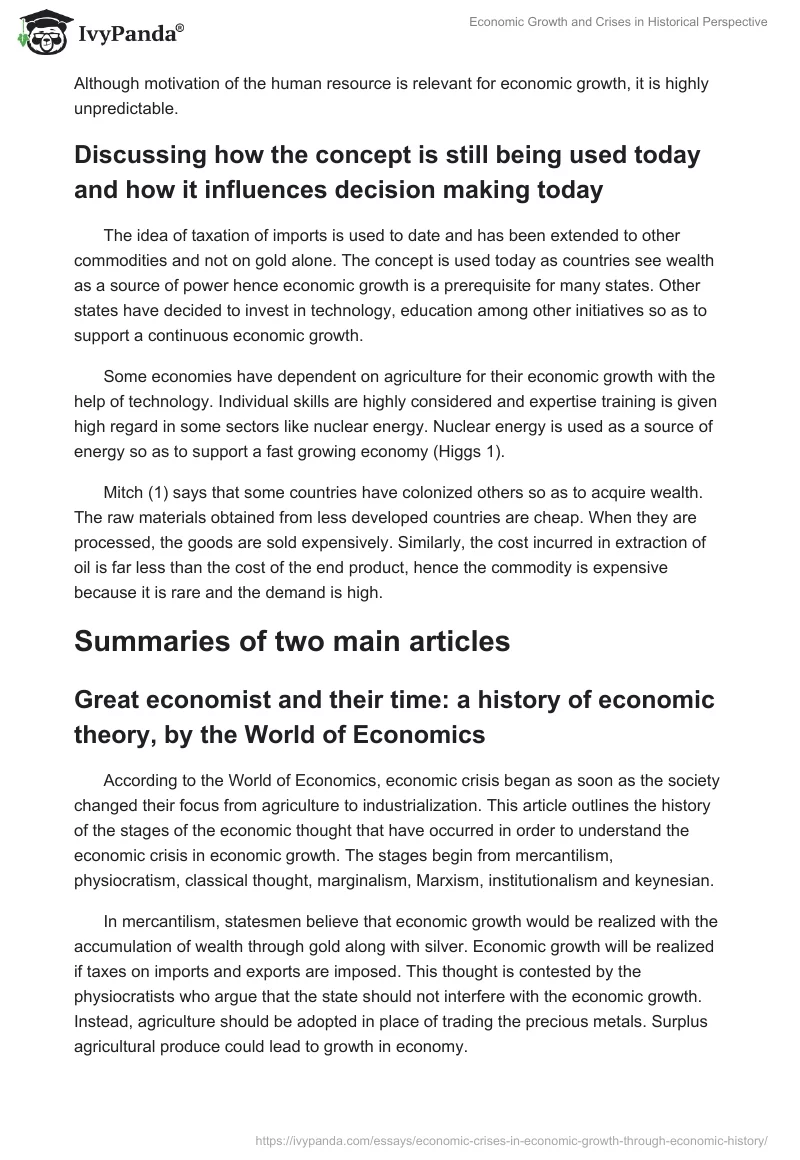 Economic Growth and Crises in Historical Perspective. Page 5