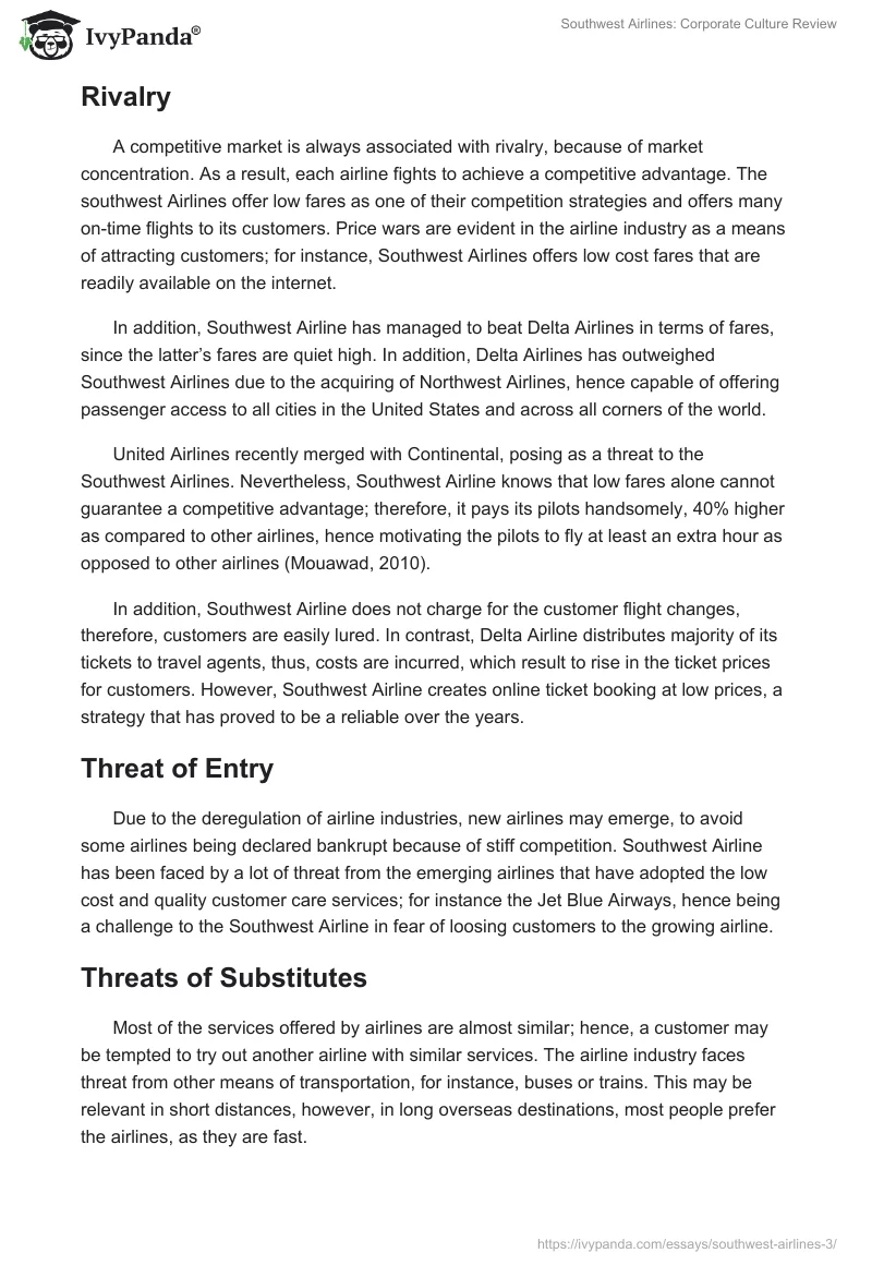 Southwest Airlines: Corporate Culture Review. Page 2