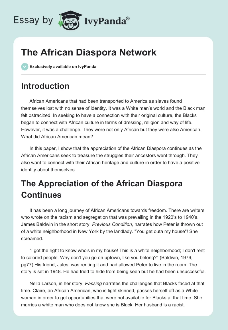 The African Diaspora Network. Page 1