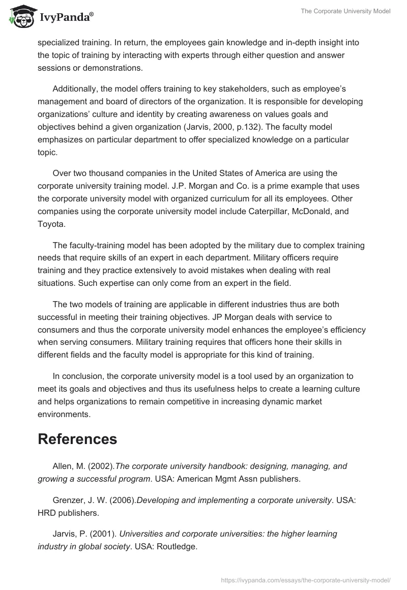 The Corporate University Model. Page 2