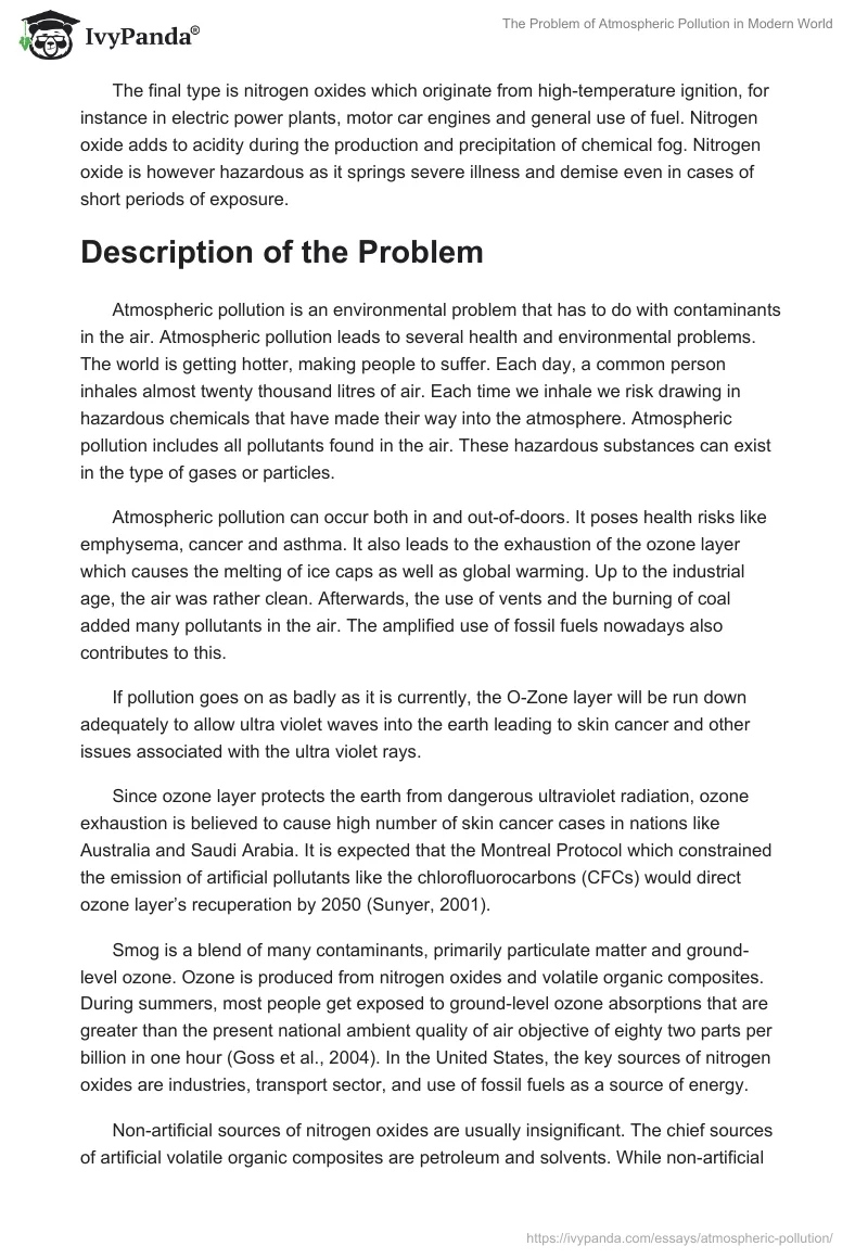 The Problem of Atmospheric Pollution in Modern World. Page 2