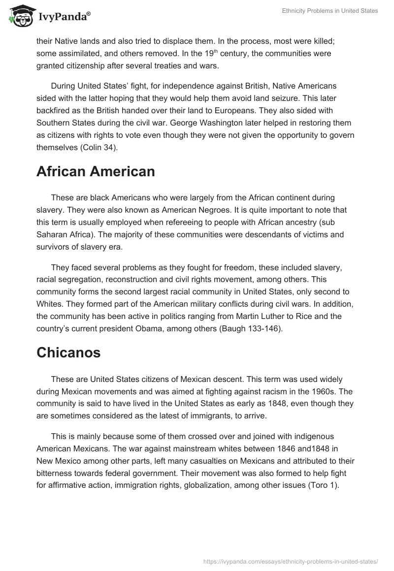 Ethnicity Problems in United States. Page 2