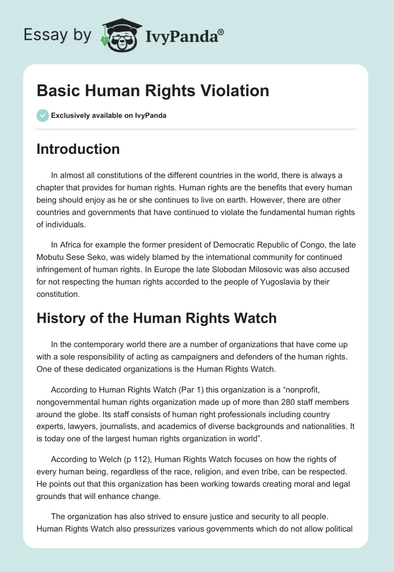 Basic Human Rights Violation. Page 1