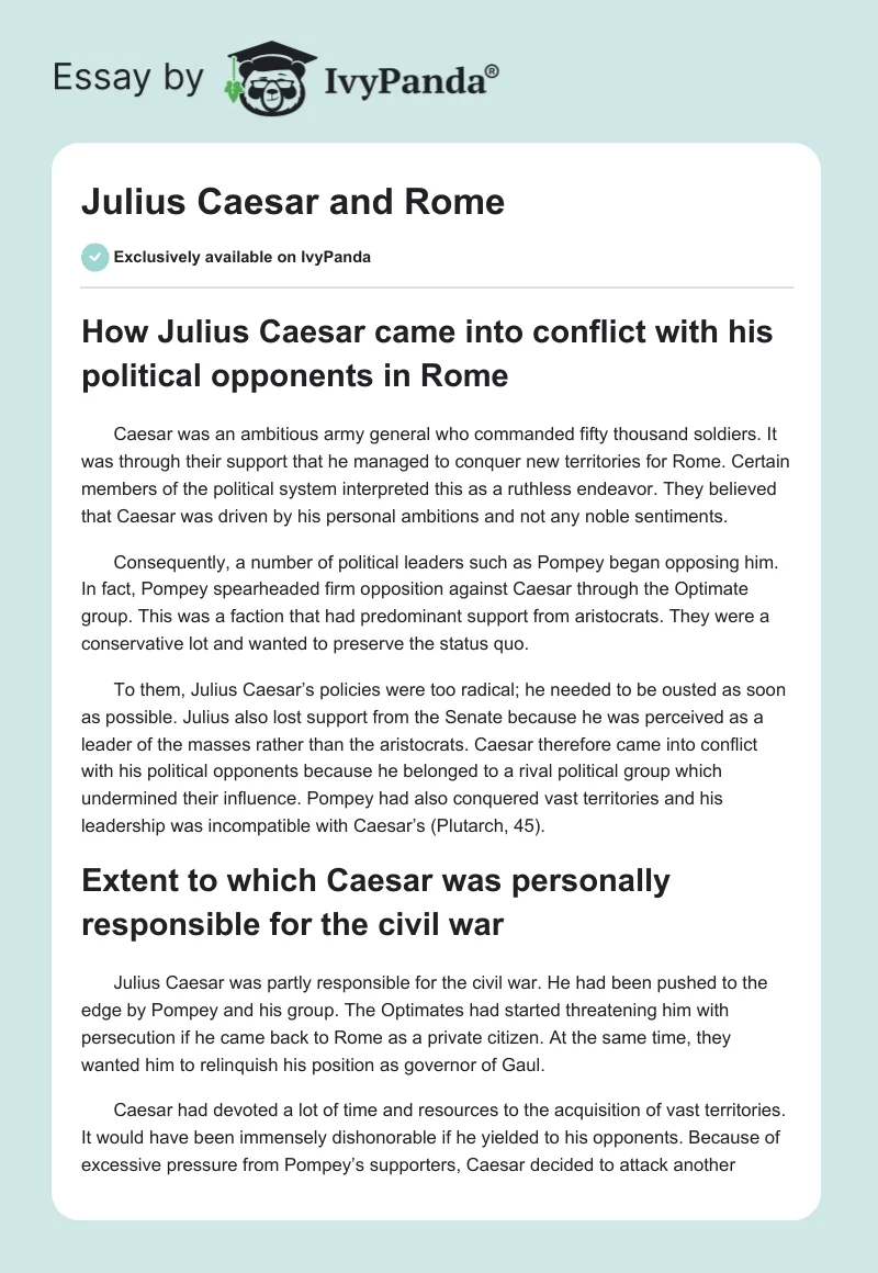 Julius Caesar and Rome. Page 1