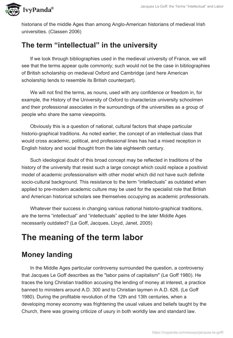 Jacques Le Goff: the Terms “Intellectual” and "Labor". Page 2