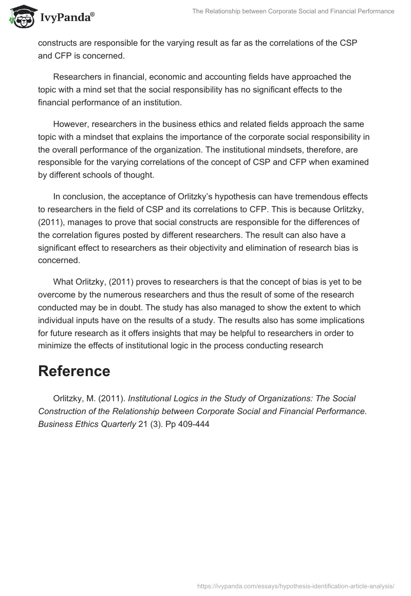 The Relationship Between Corporate Social and Financial Performance. Page 2