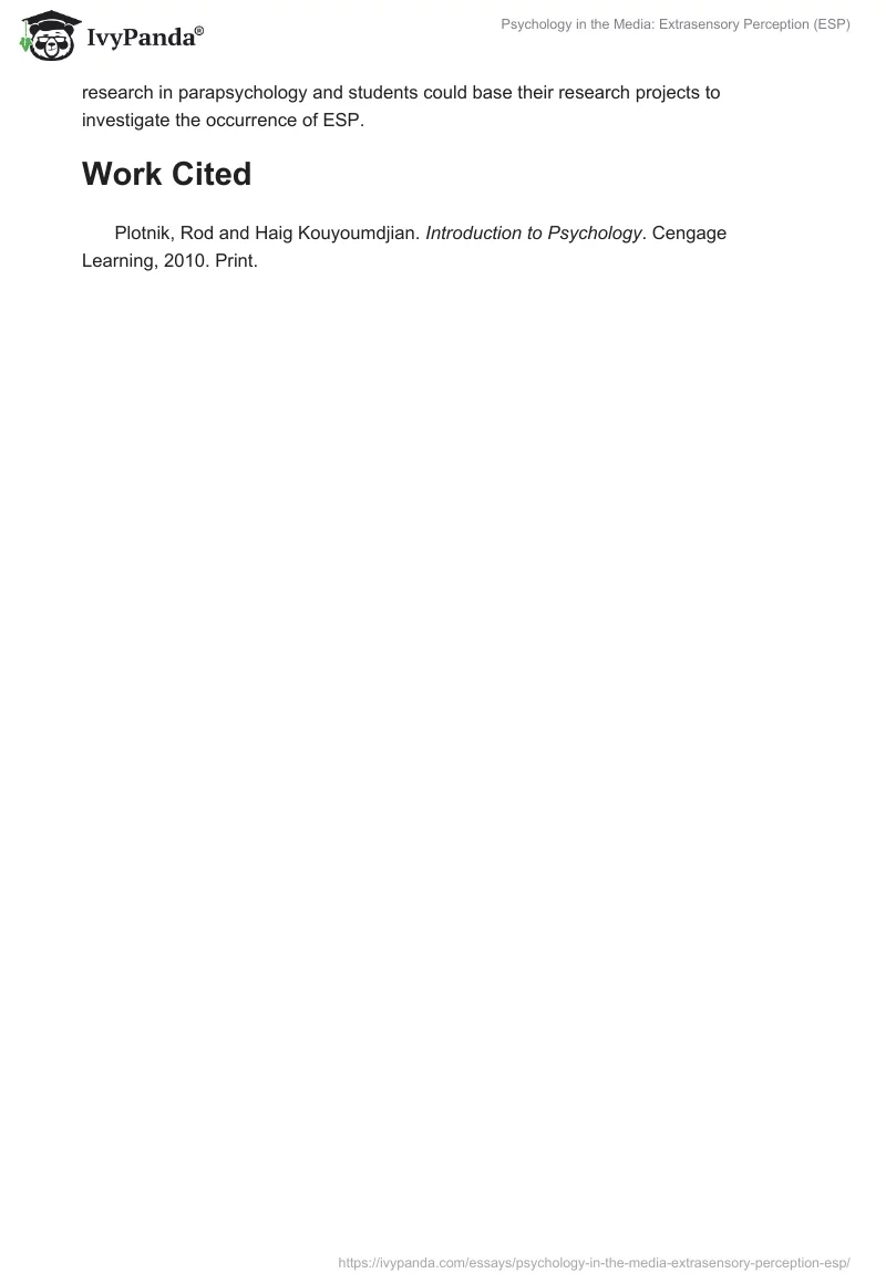 Psychology in the Media: Extrasensory Perception (ESP). Page 2