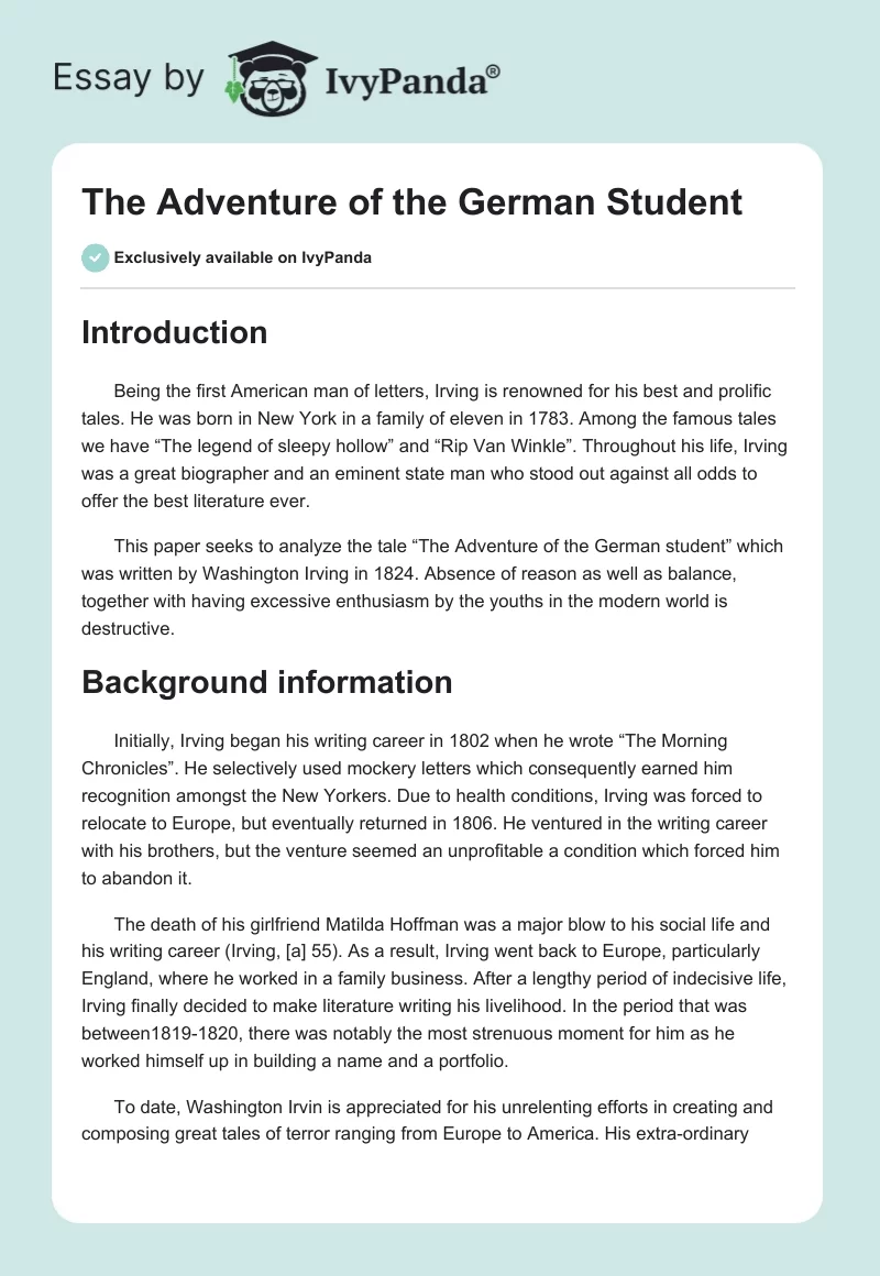 The Adventure of the German Student. Page 1