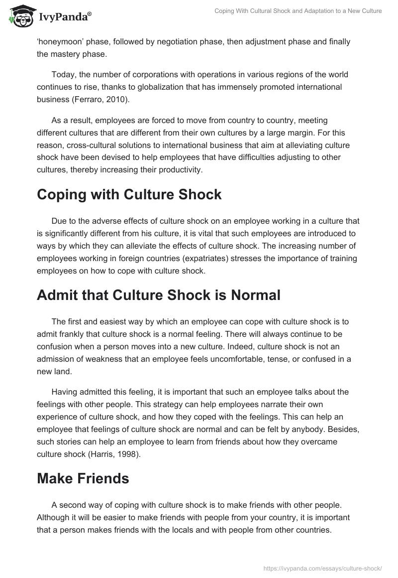 Coping With Cultural Shock and Adaptation to a New Culture. Page 2