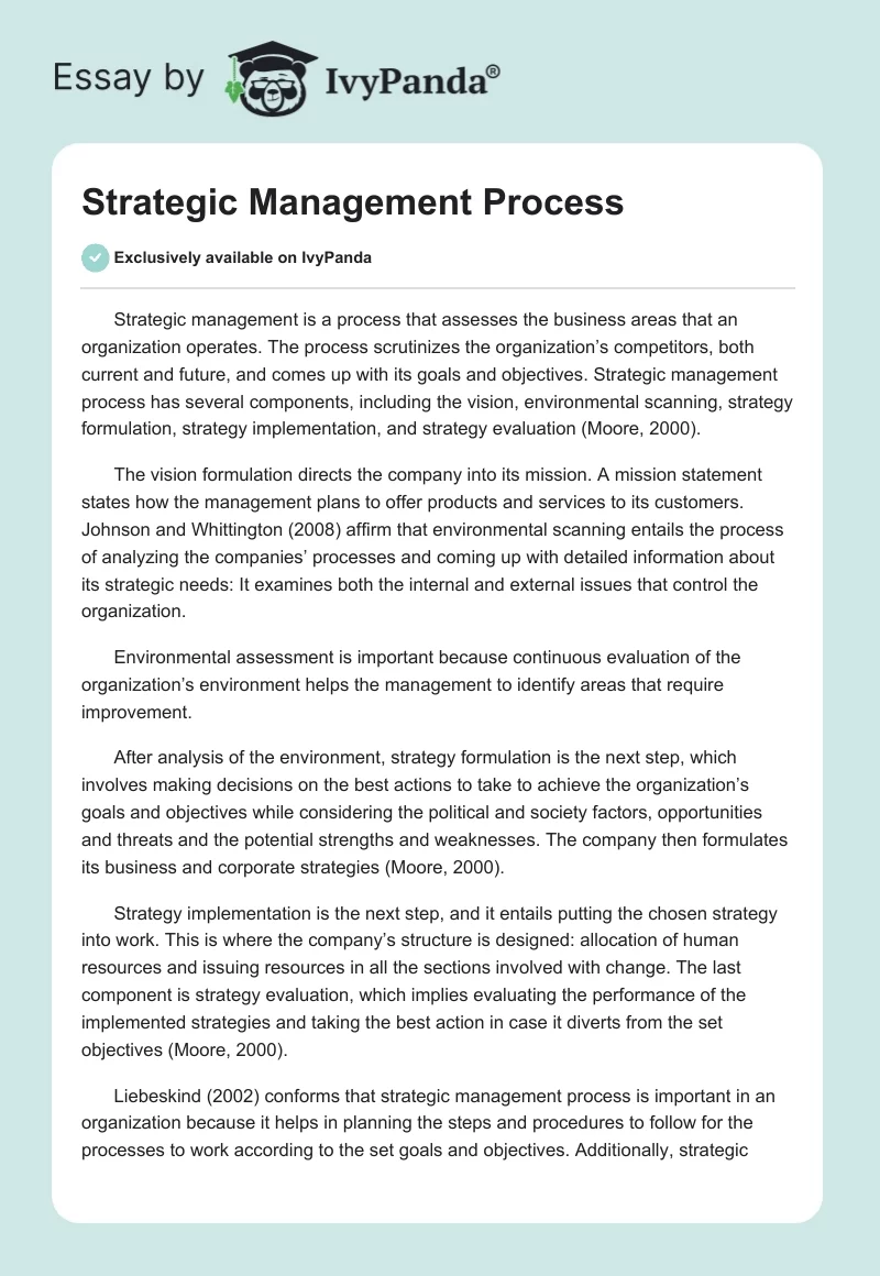 Strategic Management Process. Page 1