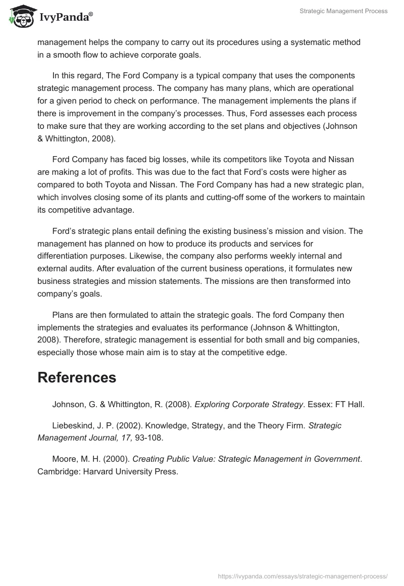 strategic management conclusion essay
