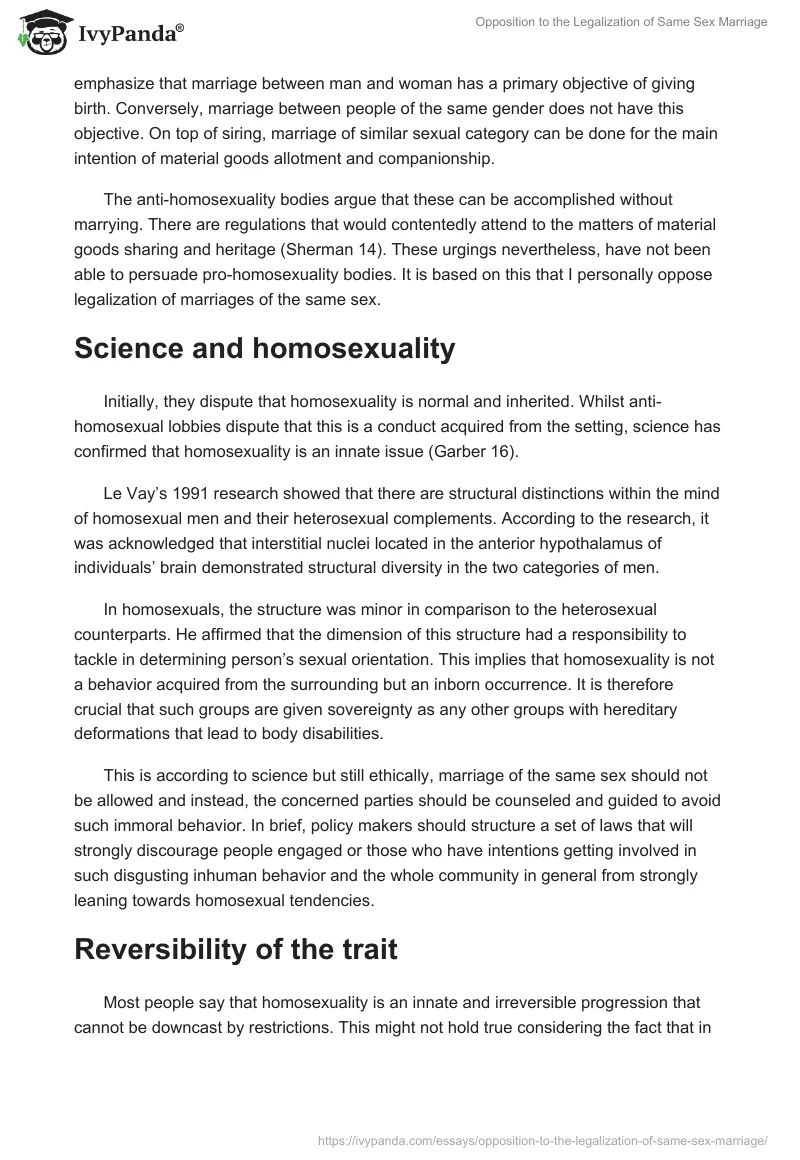 Opposition to the Legalization of Same Sex Marriage. Page 2