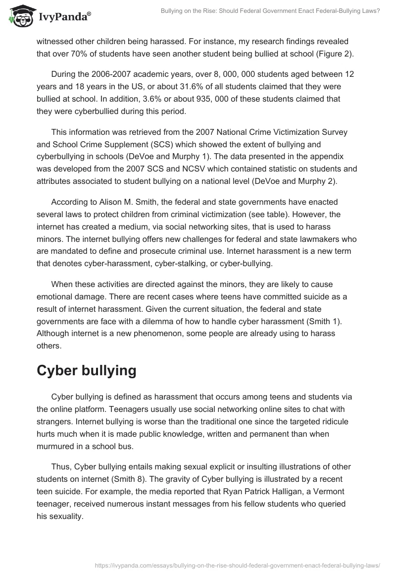 Bullying on the Rise: Should Federal Government Enact Federal-Bullying Laws?. Page 2