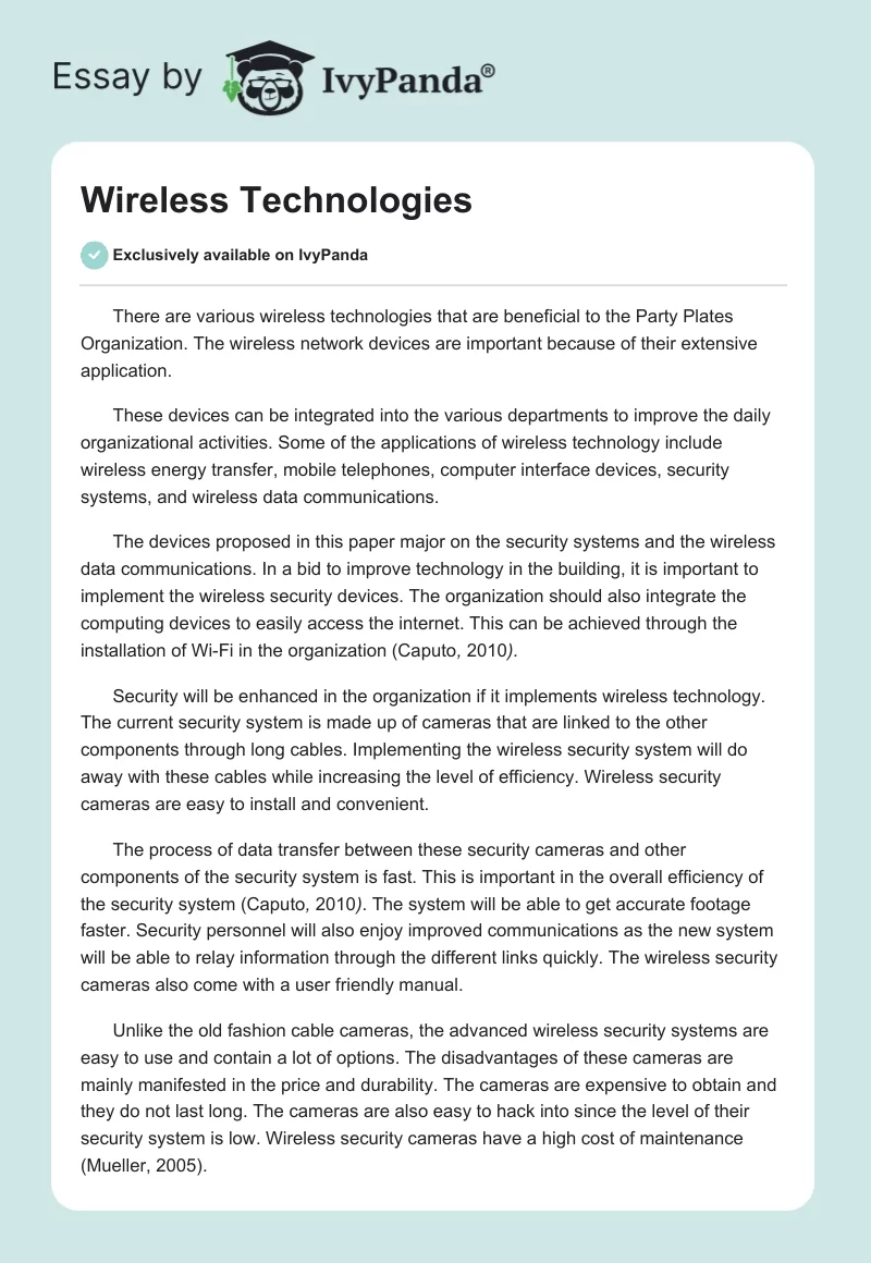 Wireless Technologies. Page 1