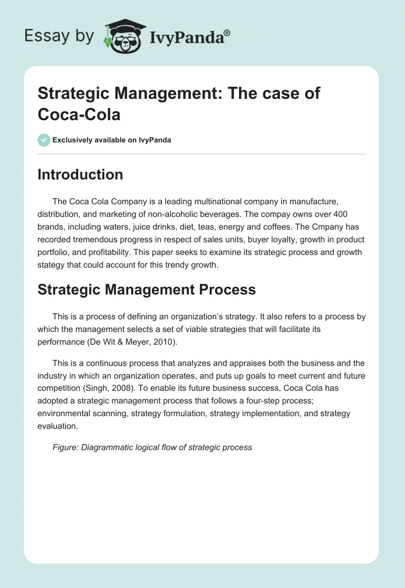 Strategic Management: The Case of Coca-Cola. Page 1