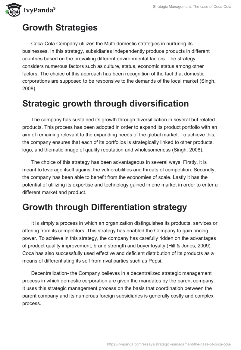 Strategic Management: The Case of Coca-Cola. Page 3