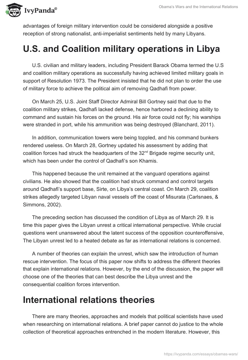 Obama’s Wars and the International Relations. Page 5