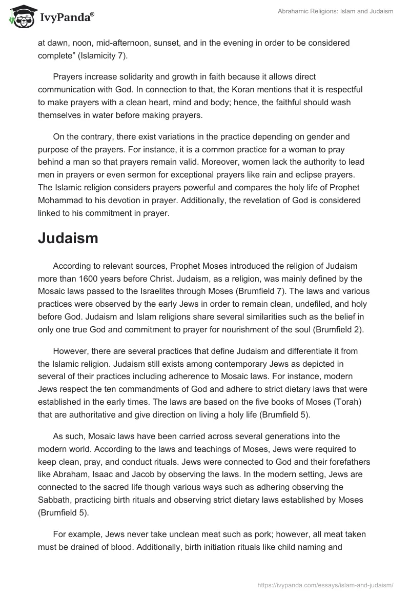 Abrahamic Religions: Islam and Judaism. Page 2