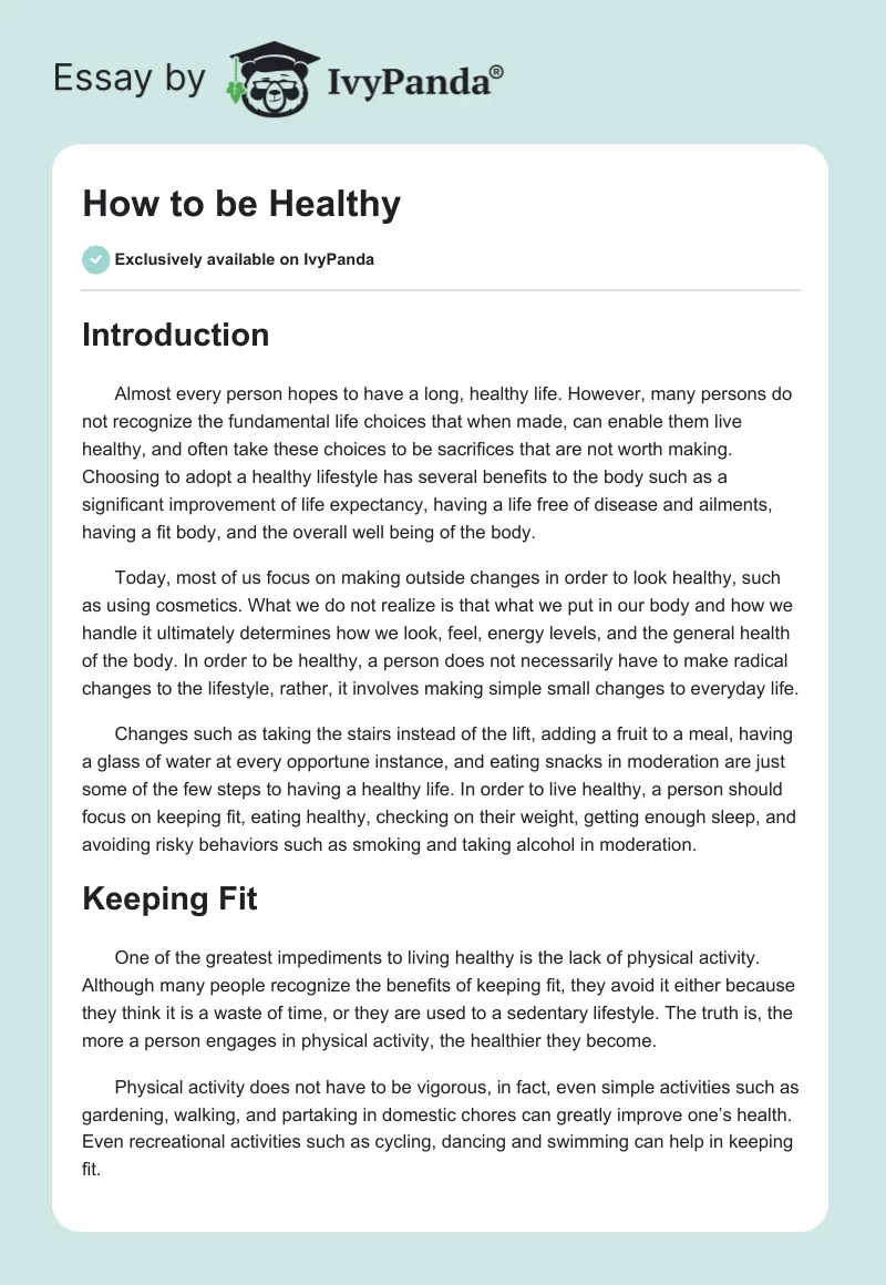 How to be Healthy. Page 1