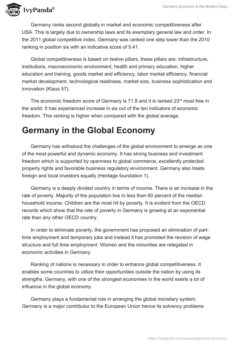 Germany Economy in the Modern Days. Page 4