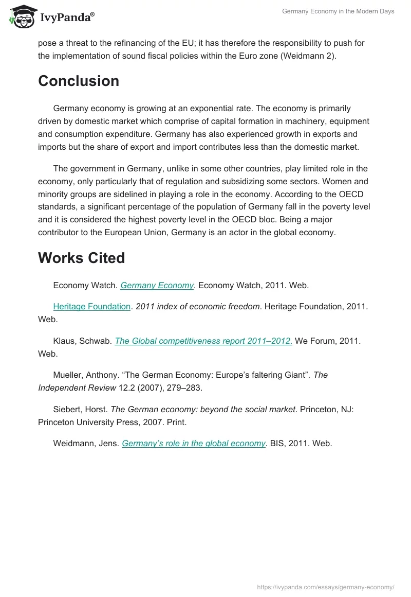 Germany Economy in the Modern Days. Page 5