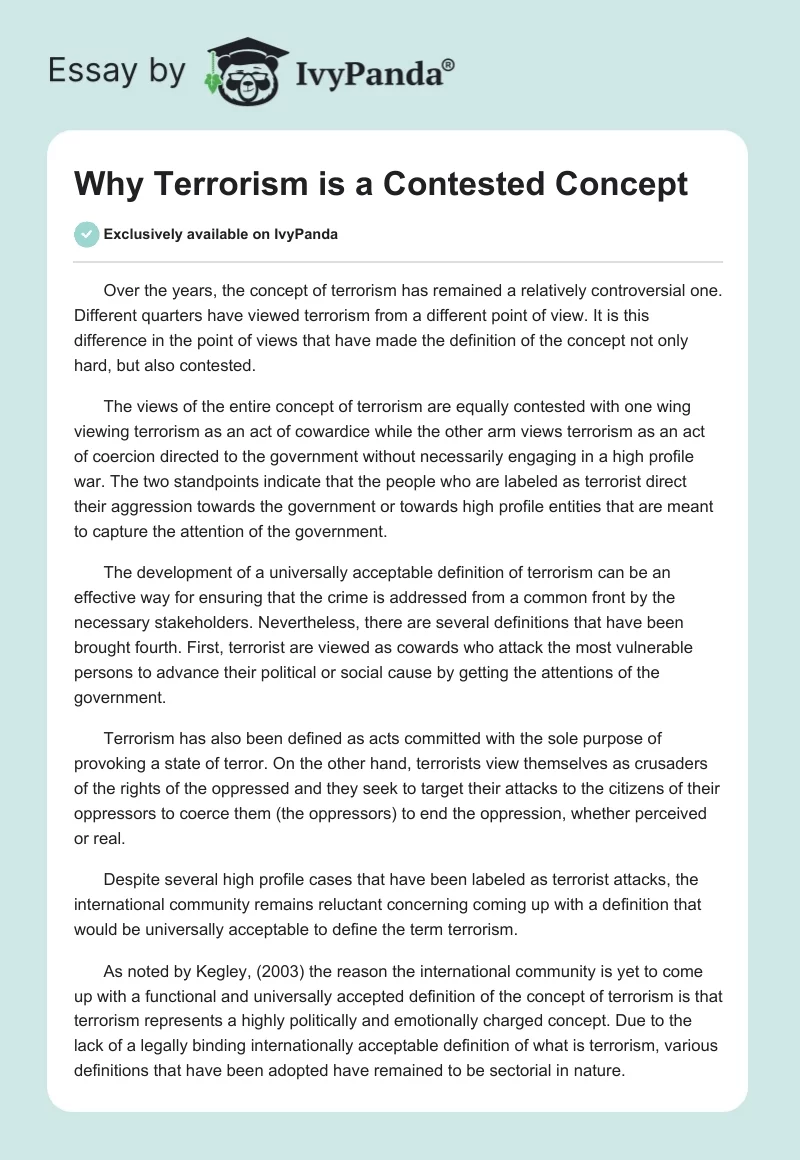 Why Terrorism is a Contested Concept. Page 1