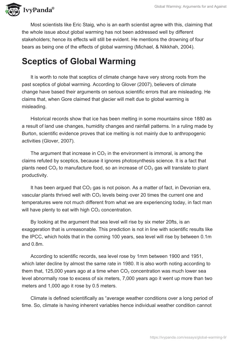 Global Warming: Arguments for and Against. Page 2