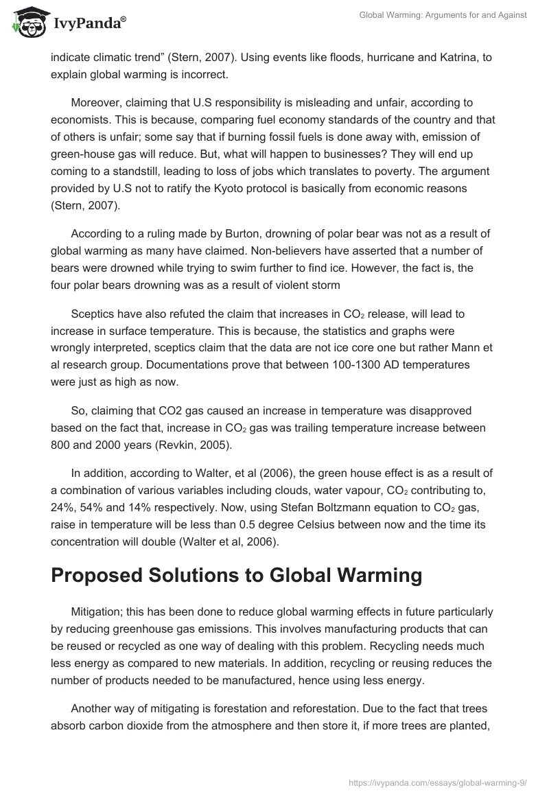 Global Warming: Arguments for and Against. Page 3