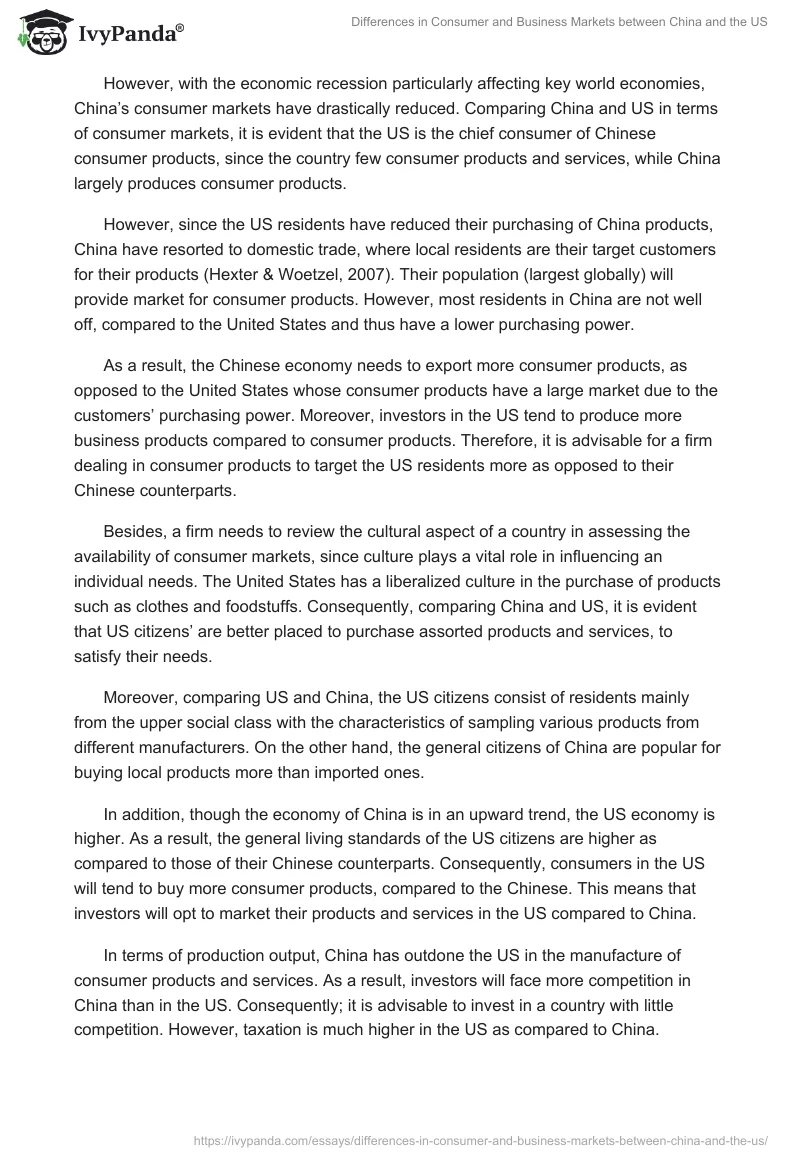Differences in Consumer and Business Markets between China and the US. Page 2