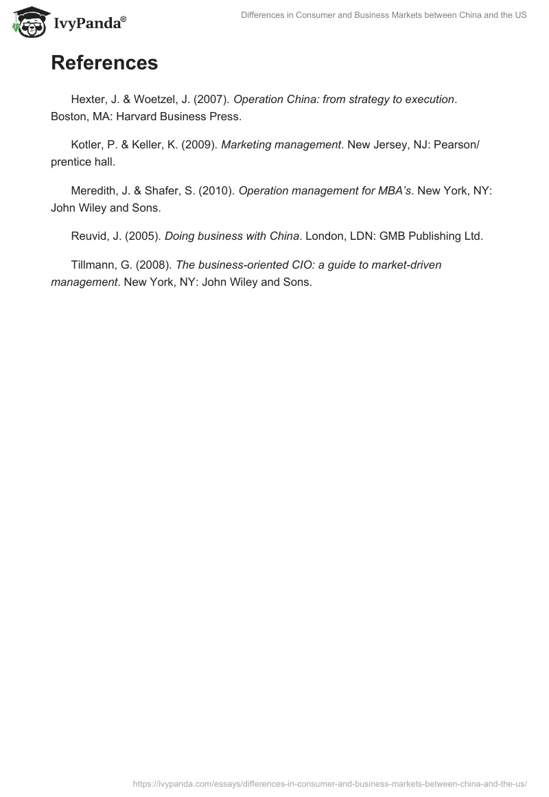 Differences in Consumer and Business Markets between China and the US. Page 5