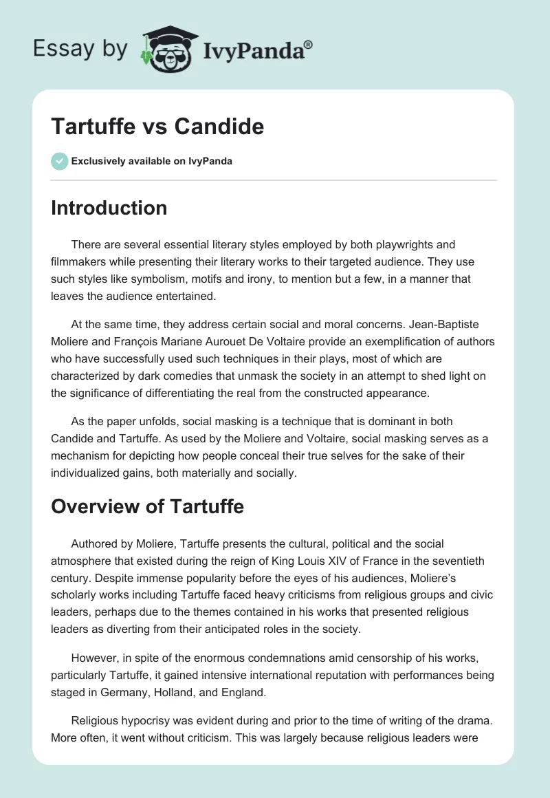 Tartuffe vs Candide. Page 1
