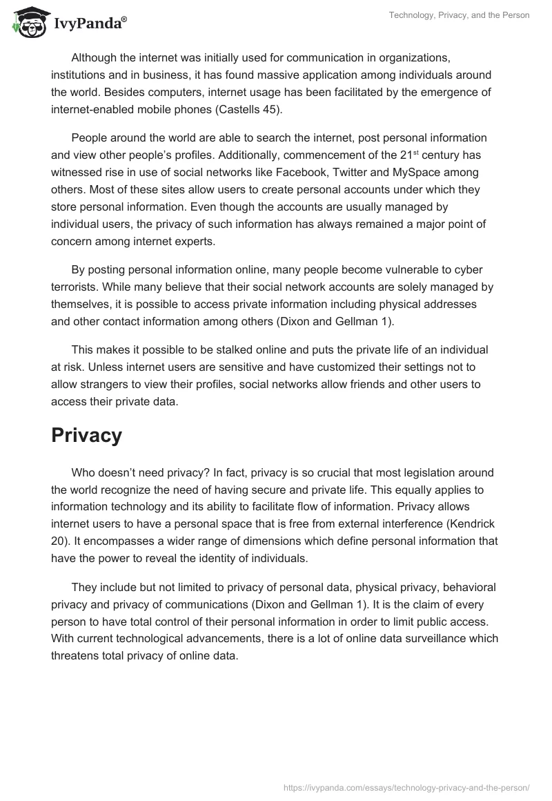 Technology, Privacy, and the Person. Page 2
