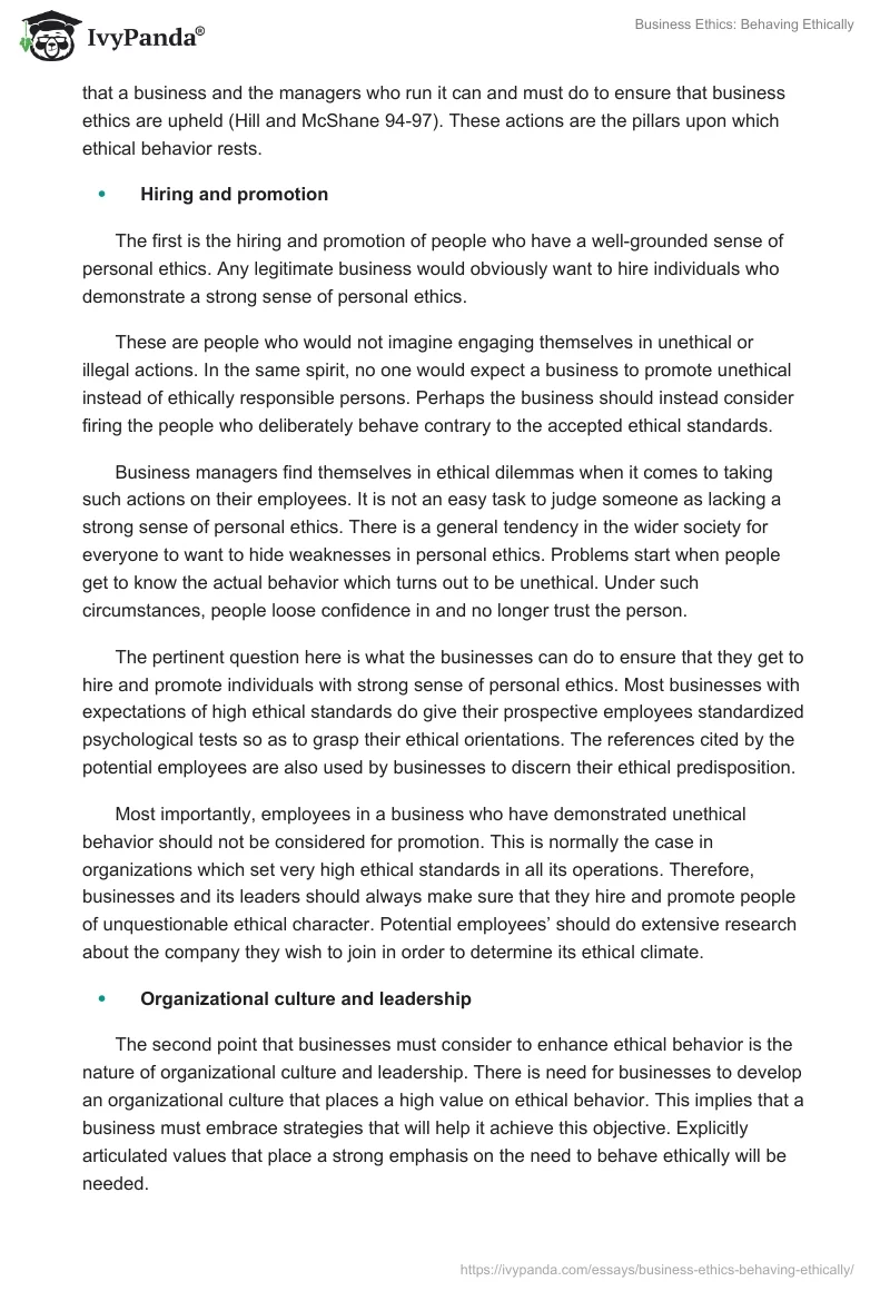 Business Ethics: Behaving Ethically. Page 2