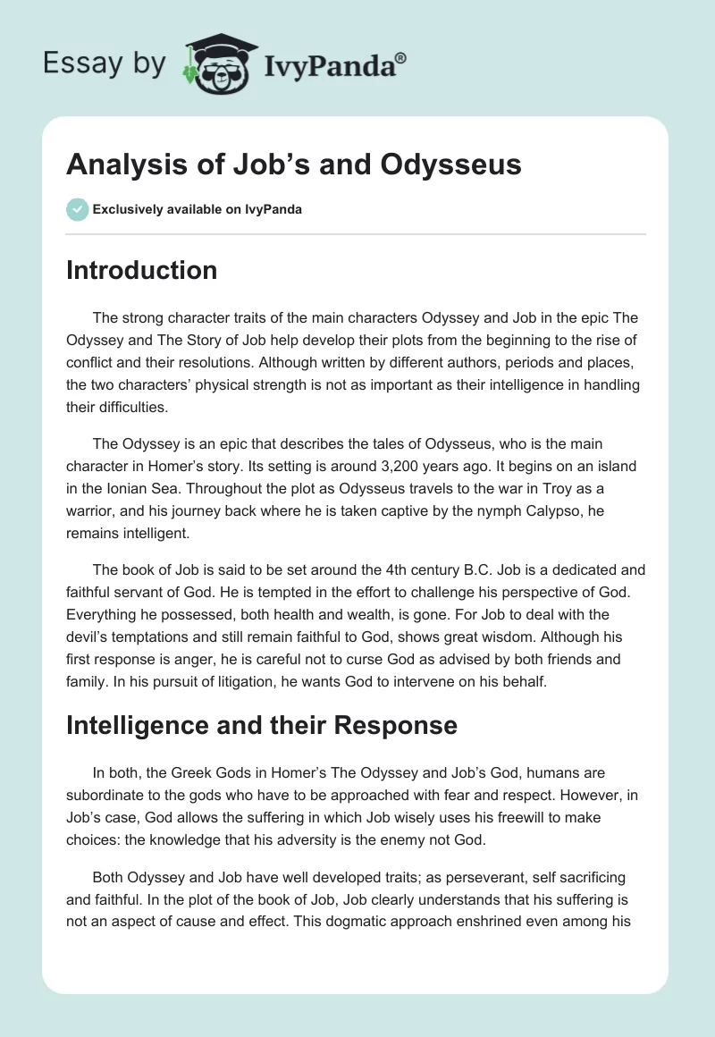 Analysis of Job’s and Odysseus. Page 1