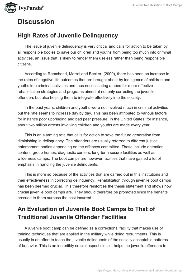 Juvenile Rehabilitation in Boot Camps. Page 2