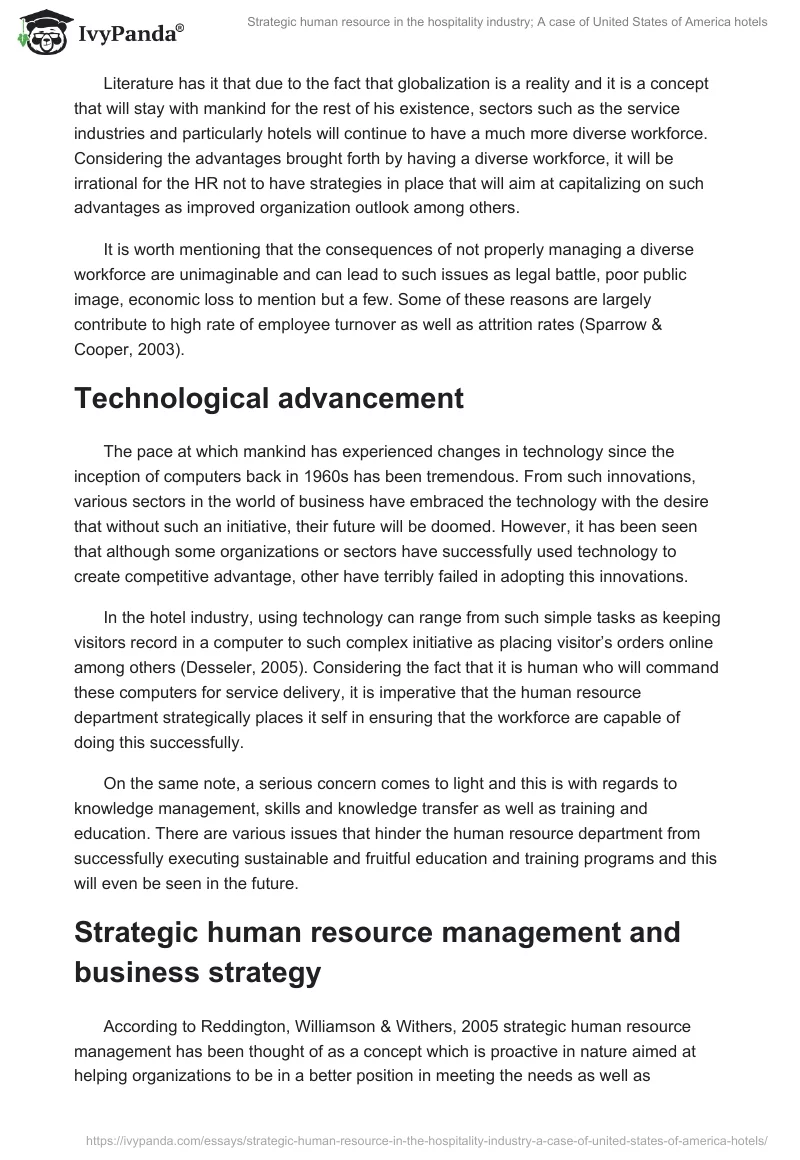 Strategic Human Resource in the Hospitality Industry: A Case of United States of America Hotels. Page 5