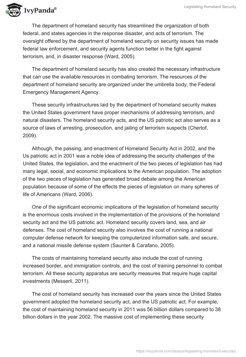 Legislating Homeland Security. Page 2