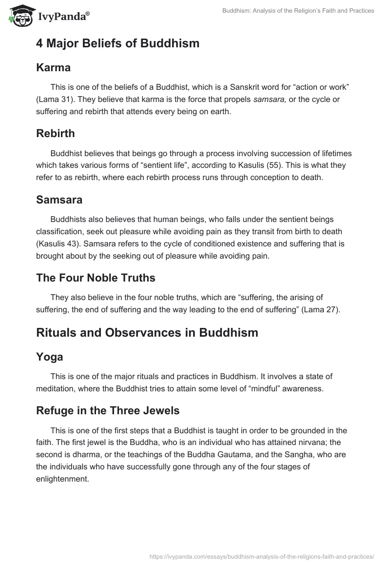 Buddhism: Analysis of the Religion’s Faith and Practices. Page 4