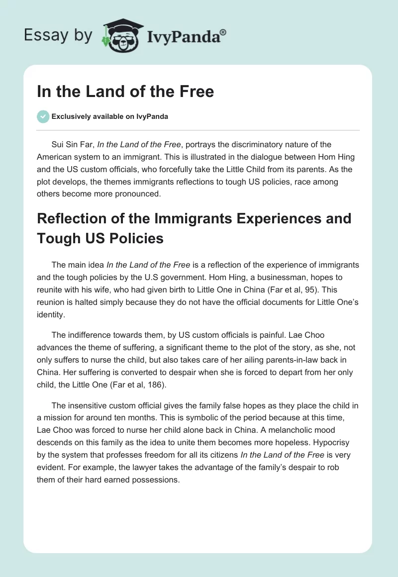 In the Land of the Free. Page 1